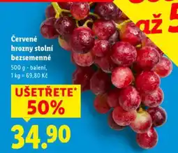 Lidl ČERVENÉ HROZNY STOLNÍ BEZSEMENNÉ nabídka