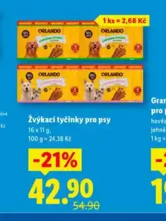 Lidl Orlando žvýkací tyčinky pro psy nabídka