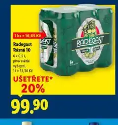 Lidl Pivo radegast rázná 10 nabídka