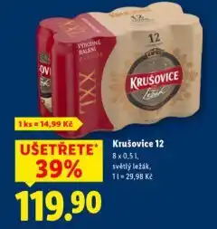 Lidl Pivo krušovice 12 královský ležák nabídka