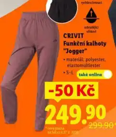 Lidl Funční kalhoty jogger nabídka