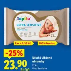 Lidl Lupilu dětské vlhčené ubrousky nabídka