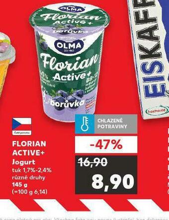 Kaufland Florian active+ jogurt nabídka