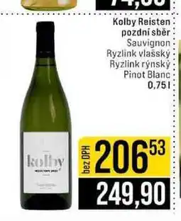Jip Kolby Reisten pozdní sběr Sauvignon Ryzlink vlašský Ryzlink rýnský Pinot Blanc nabídka