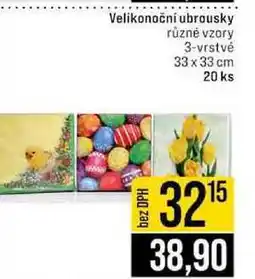 Jip Velikonoční ubrousky různé vzory 3-vrstvé 33 x 33 cm 20 ks nabídka