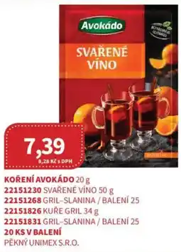 Kubík potraviny Koření Avokádo nabídka