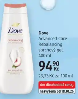 dm drogerie Dove Advanced Care Rebalancing sprchový gel nabídka