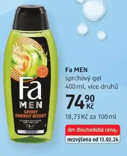 dm drogerie Fa MEN sprchový gel nabídka