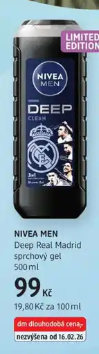 dm drogerie NIVEA MEN Deep Real Madrid sprchový gel nabídka