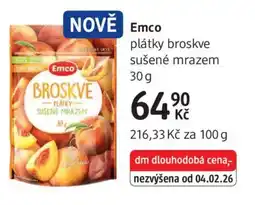 dm drogerie Emco plátky broskve sušené mrazem nabídka