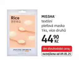 dm drogerie MISSHA textilní pleťová maska nabídka