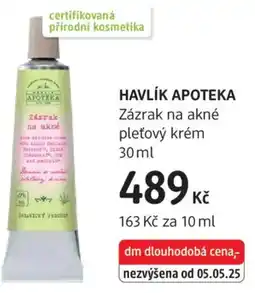 dm drogerie HAVLÍK APOTEKA Zázrak na akné pleťový krém nabídka