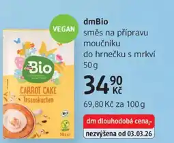 dm drogerie DmBio směs na přípravu moučníku do hrnečku s mrkví nabídka