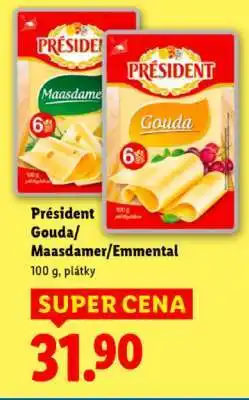 Lidl PRÉSIDENT GOUDA MAASDAMER / EMMENTAL nabídka