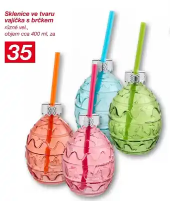 Sklenice ve tvaru vajíčka s brčkem