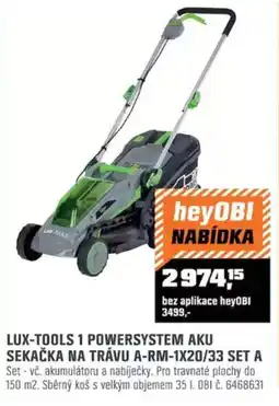 OBI Lux-tools 1 powersystem aku sekačka na trávu a-rm-1x20/33 set a nabídka