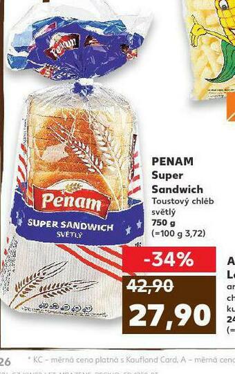 Kaufland Penam super sandwich nabídka