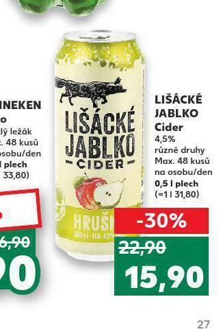Kaufland Lišácké jablko cider nabídka