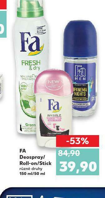 Kaufland Fa deospray / roll-on / stick nabídka