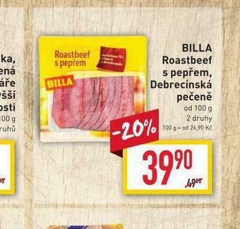 Billa Billa debrecínská pečeně nabídka