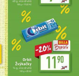 Billa Orbit žvýkačky nabídka