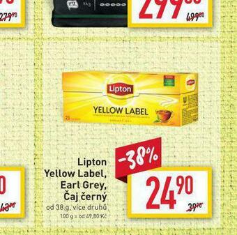 Billa Lipton yellow label, earl grey, čaj černý nabídka