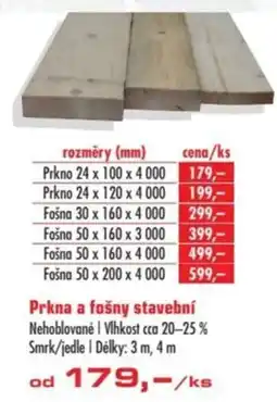 Uni Hobby Prkna a fošny stavební nabídka