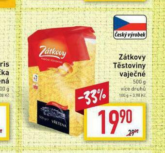 Billa Zátkovy vaječné těstoviny nabídka