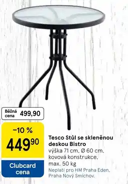 Tesco Tesco Stůl se skleněnou deskou Bistro nabídka