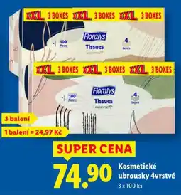 Lidl Kosmetické ubrousky 4vrstvé, 3x 100 ks nabídka