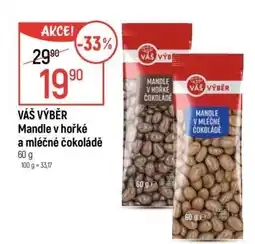 Globus VÁŠ VÝBĚR Mandle v hořké a mléčné čokoládě nabídka