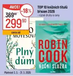 Globus TOP 10 knižních titulů březen 2026 nabídka