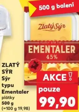 Kaufland ZLATÝ SÝR Sýr typu Ementaler plátky nabídka