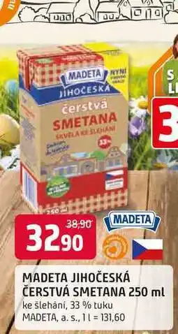 Trefa MADETA JIHOČESKÁ ČERSTVÁ SMETANA 250 ml ke šlehání, 33 % tuku nabídka