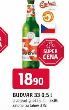 Trefa BUDVAR 33 0,5l pivo světlý ležák nabídka
