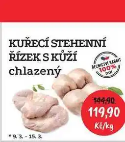 RABBIT řeznictví KUŘECÍ STEHENNÍ ŘÍZEK S KŮŽÍ chlazený nabídka