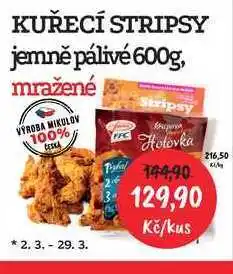 RABBIT řeznictví KUŘECÍ STRIPSY jemně pálivé 600g, mražené nabídka
