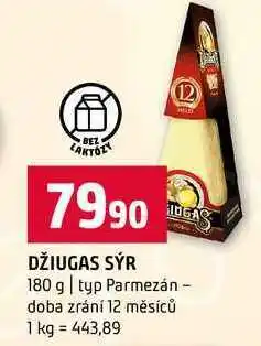Terno DŽIUGAS SÝR 180 g typ Parmezán doba zrání 12 měsíců 100g nabídka