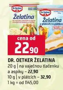 Terno DR. OETKER ŽELATINA 20 g na vaječnou tlačenku a aspiky 10 g v plátcích nabídka