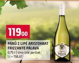 Terno PÁNŮ Z LIPÉ ARISTOKRAT FRIZZANTE PÁLAVA 0,75l víno bílé perlivé nabídka