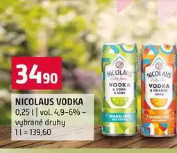 Terno NICOLAUS VODKA 0,25l vol. 4,9-6% vybrané druhy nabídka