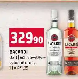 Terno BACARDI 0,7l vol. 35-40% vybrané druhy nabídka
