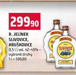 Terno R. JELÍNEK SLIVOVICE, HRUŠKOVICE 0,5l vol. 42-45% vybrané druhy nabídka