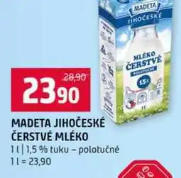Terno MADETA JIHOČESKÉ ČERSTVÉ MLÉKO 1l 1,5% tuku polotučné nabídka