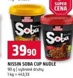 Terno NISSIN SOBA CUP NUDLE 90 g vybrané druhy nabídka