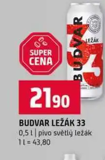 Terno BUDVAR LEŽÁK 33 LEŽÁK 0,5l pivo světlý ležák nabídka