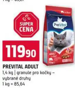 Terno PREVITAL ADULT 1,4 kg granule pro kočky vybrané druhy nabídka