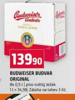 Terno BUDWEISER BUDVAR ORIGINAL 8x 0,5l pivo světlý ležák nabídka