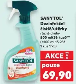 Kaufland SANYTOL Dezinfekční čistič/utěrky nabídka