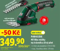 Lidl PARKSIDE 4V Aku nůžky na trávník a živý plot nabídka